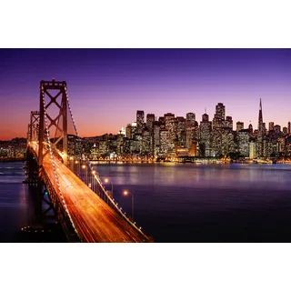 Papermoon Fototapete »BROOKLYN BRIDGE-NEW YORK CITY SKYLINE TIMES SQUARE NYC«, bunt