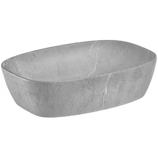 Waschtisch schwarz gerillt 80 cm mit Aufsatzwaschbecken Beton Optik XANTEN-56 in anthrazit mit Eiche Nb., B/H/T: ca. 80,6/72,7/46,5 cm - Braun