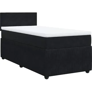 vidaXL Boxspringbett mit Matratze Schwarz 90x190 cm Samt - Schwarz
