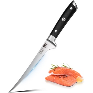 SHAN ZU Filetiermesser, Filitiermesser Scharf 18cm, Deutscher Edelstahl Fischfiliermesser mit Ergonomischer Griff Lachsmesser Fischmesser Exquisiter Geschenkverpackung