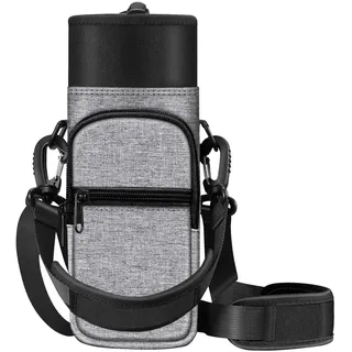 CASEBOT Tragetasche für Wasserflaschen mit Schultergurt | Flaschenhalter-Beutel mit verstellbarem Gurt & 2 Taschen für Wandern, Radfahren, Camping, Reisen & Fitnessstudio