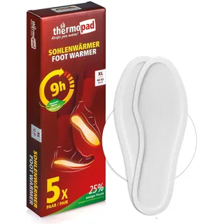 ThermoPad Sohlenwärmer Einlegesohle Gr. XL (43-46) – DAS ORIGINAL: 5, Paar Wärmepads für 8 Stunden Wärme I Fußwärmer Pads I Extra warme Fusswärmer für Schuhe, Skischuhe