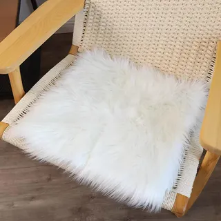Cumay Teppich Kunstfell Fell-Teppich, Flauschiger Schaffell Lammfell Fellteppich Waschbar,Für Wohnzimmer Schlafzimmer, Stuhl,Bett,Sofa Deko Dekofell 45x45cm