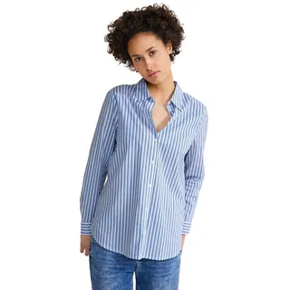 STREET ONE Damen Gestreifte Hemdbluse, White, 36