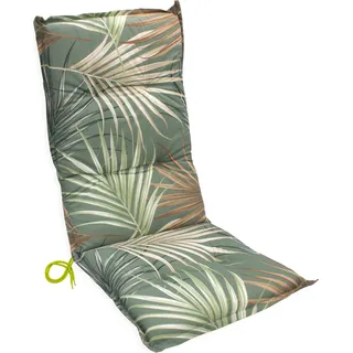 3.08 Hochlehnerauflage in grün mit Blättern (Palmen Design) > Hochlehner