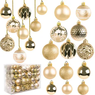 Miaikoe 100 Stück Weihnachtskugeln, Dekoration, Weihnachtsbaum, für Zuhause, bruchsicher (Champagner)