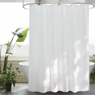 EurCross Weiß Duschvorhang 200x180 cm Wasserdicht Anti-Schimmel Duschvorhänge im Badezimmer für Badewanne,Textil Stoff Waschbar Schnell Trocknend Bad Vorhang mit 14 Ringe