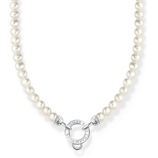Bild Kette 925er Silber, aus Sterlingsilber mit runden Beads aus Süßwasserzuchtperlen, Länge 45cm, KE2187-167-14-L45v