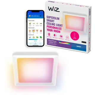 WiZ smarte Deckenleuchte-Schlankes quadratisches Design, mehrere Größen, Sprach/App-Steuerung, Zeitplanung, funktioniert mit Google Home, Amazon Alexa und Apple HomeKit, Innenbeleuchtung, Schwarz/Weiß