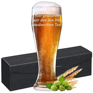 polar-effekt 0,5 L Weizenglas mit Gravur - personalisiertes Bierglas mit Wunschtext - individuelles Geschenk für Männer, Frauen, Bierliebhaber, Geburtstag, Vatertag, Jubiläum