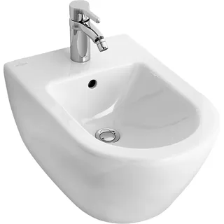 Villeroy & Boch Subway 2.0 Bidet, wandhängend, 1 Hahnloch, mit Überlauf, 375x565mm, 54000001, Farbe: Weiß