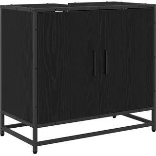 vidaXL Waschbeckenschrank mit Tür Schwarz Eichen-Optik 65 x 33 x 60 cm - Schwarz