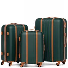 FERGÉ Kofferset Hartschale 3-teilig MILANO Trolley-Set - Handgepäck 55 cm, L und XL 3er Set Hartschalenkoffer Roll-Koffer 4 Rollen 100% ABS grün