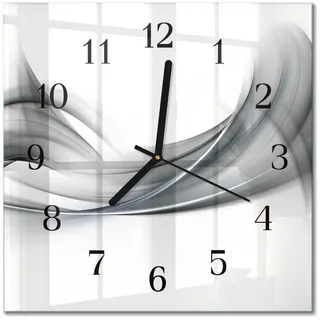 Tulup Wanduhr aus Glas 30x30 cm - Abstraktion , Grau , Quadratisch , 30x30x0.4 cm , Dekoration, Uhren, Wanduhren