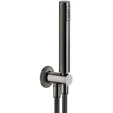 Gessi Inciso Brause-Set Inciso, mit Wandanschlussbogen 1/2 und Halterung, Schlauch 1,50 m und Antikalkbrause, 58123, Farbe: Metall Schwarz PVD