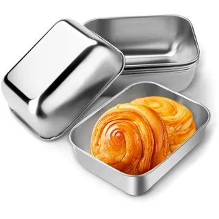 Yitexin Mini-Kastenformen aus Edelstahl, 13,3 x 9,9 cm, kleine Brotbackformen, Metall-Brotbackformen für hausgemachten Sauerteig, Hackbraten, Sandwich, Lasagne, Kuchen, Brownies, Toast, 6 Stück