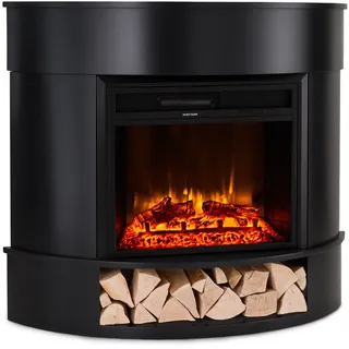 Klarstein Deko Kamin mit LED-Flammen, Elektro-Kamin mit Heizung und Kaminfeuer, 1800W Elektrischer Kamin Elektrisch mit Fernbedienung, Timer & Auto-Temperaturregelung, Sparsame Elektrische Kamine - Schwarz