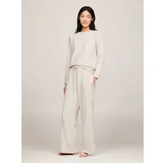 Tommy Hilfiger für Damen. UW0UW04771 Pyjamahose mit Kordelzug und beigem Schriftzug (M), Heimtextilien, Modal