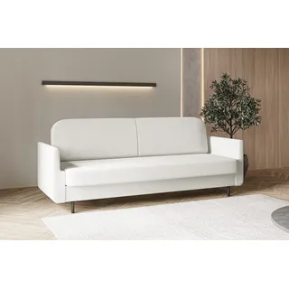 moeblo Schlafsofa POUCH, – Sofa Couch für Wohnzimmer elegantes Polstersofa 3-Sitzer-Sofa mit Bettfunktion, Wohnzimmermöbel und Schlaffunktion, (BxHxT): 221x87x84 cm weiß