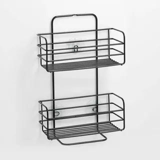 Zeller Badregal schwarz, Metall, ca. 25 x 9 x 38 cm - schwarz