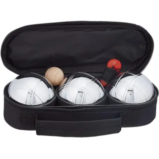SPORT SIDE - Petanque-Tasche mit 3 Kugeln - Geschicklichkeits- und Outdoor-Spiel - Boulespiel - Triplette - 040021 - Metall - Stahl - 22 cm - Sportartikel