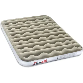 Ribelli Luftbett Gästebett + Handpumpe Luftmatratze grau/weiß PVC Beflockung 203 x 152 cm, 500508, Weiß, Grau, ca. 203 x 152 cm