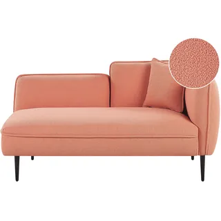Beliani Chaiselongue Pfirsichrosa Rechtsseitig mit Kissen Metallbeine Modern für Wohnzimmer Schlafzimmer Wintergarten Kleine Räume - Rosa, Schwarz
