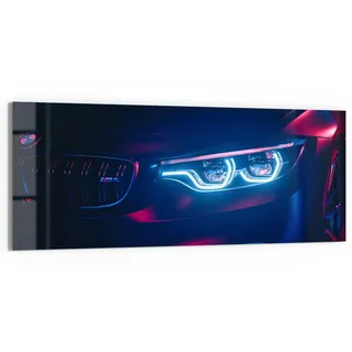 DEQORI Glasbild Echtglas | Motiv BWM Frontal Nahaufnahme | horizontal einteilig 150x60 cm | schöne Dekoration | Wandbild für Wohnzimmer, Schlafzimmer, Flur & Küche | moderne Wanddeko