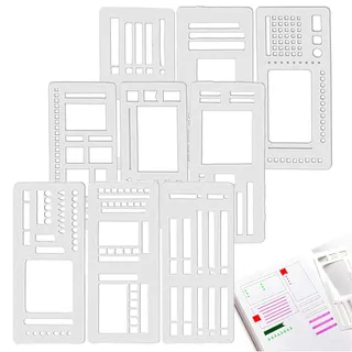 Evadollina Bullet Journal Zubehör, 9 Stück Journal Zubehör, Flexible Aufzeichnungsvorlage, Wiederverwendbare Planerschablonen Für Journaling, Kalender, Checklisten
