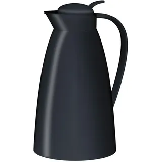 Alfi ECO 1,0l, black, Isolierkanne mit hygienischem Hartglaseinsatz aus Kunststoff, Drehverschluss mit bequemer Drucktaste, Ausgießen mit einer Hand, ideal als Kaffeekanne, Teekanne, BPA-frei