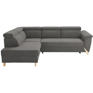 Stylife Ecksofa , Dunkelbraun , Holz , Buche , vollmassiv , Ottomane links, L-Form , 265x200 cm , Stoffauswahl, seitenverkehrt erhältlich, Rücken echt , Wohnzimmer, Sofas & Couches, Wohnlandschaften, Ecksofas