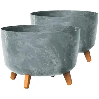 Tymar Blumentopf mit Füßen, 2er-Pack, Blumenkübel, Pflanzkübel, Übertopf, Runde Form((2pack) Beton; ø 39 cm)