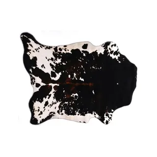 Gino Falcone Emilia Gr. 2, schwarz-weiß (weiß, schwarz), B:100cm H:3mm L:130cm, Kunstfaser, Teppiche, Fellteppich, Kunstfell, bedruckt, Kuhfell-Optik, ideal im Wohnzimmer , Schlafzimmer
