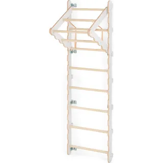 MAMOI® Klettergerüst Indoor, Sprossenwand für kinderzimmer, Turnringe kinder für klettern, Kletterwand und spielgeräte Yarnwood, Turngeräte - Weiß