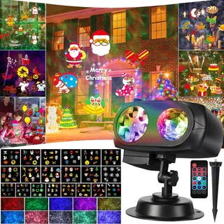 Litake Halloween Projektor Aussen,4/6/8 Mustermodi 15W 20 Folien Projektor Weihnachten Wasserdicht 10 Farben Ocean Wave LED Weihnachtsprojektor mit Remote für Geburtstag Party Hochzeit Deco