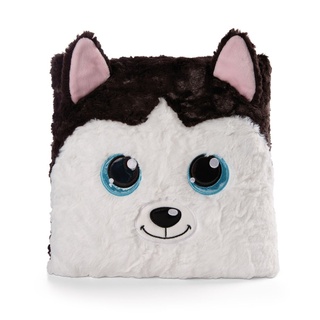 NICI GLUBSCHIS Husky Barkley 30x30cm weiß-schwarz figürlich - Flauschiges Kuscheltierkissen für Jungen, Mädchen, Babys und Kuscheltierliebhaber – ideal für Zuhause, Kindergarten oder unterwegs