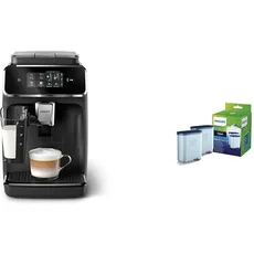 Philips 2300 Series Vollautomatische Espressomaschine & Wasserfilter für Espressomaschine, Kein Entkalken bis 5000 Tassen, Doppelpack