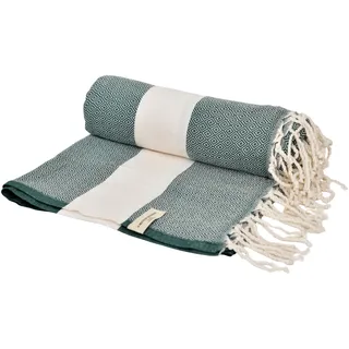 Tadussi® XXL Strandtuch, 200 x 200 cm, Baumwolle, Fouta-Stil, Stranddecke & Picknickdecke, Sandfrei, Schnell Trocknend (Smaragdgrün, 200 x 200 cm)