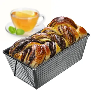KADAX Rechteckige Backform, Kastenform aus Blech, Königskuchenform mit Antihaftschicht, Brotbackform, Kuchenform, Backform, eckige Brotform (Schwarz, 31 x 15,5 cm)