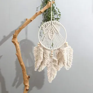 Großer Traumfänger, Boho, Makramee, Traumfänger aus Baumwolle, gewebtes Makramee, Wandbehang für Hochzeiten, Dekoration, Geschenk für Valentinstag, Hochzeitstag, Geburtstag oder Klassenkameraden