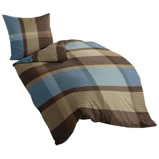 BIERBAUM Bettwäsche 4942, Fein-Biber, Designed in Germany, mokka 09, 135x200 cm + 80x80 cm