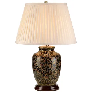 Tischlampe ELYA Porzellan Schwarz Gold Creme h:59cm Vintage Design Wohnzimmer