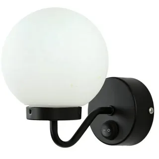 Licht-Erlebnisse Schwarze Wandlampe mit Schalter IP44 Kugelschirm