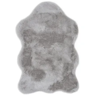 -LUXOR- living Fellteppich Coste gemütlicher weicher Hochflor Kunstfell Teppich 55 x 80 cm grau
