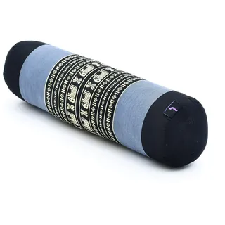 Leewadee Pilates Rolle Nackenstütze kleines Yoga Bolster Yogakissen ökologisches Naturprodukt, Kapok, 50 x 15 x 15 cm, Blau