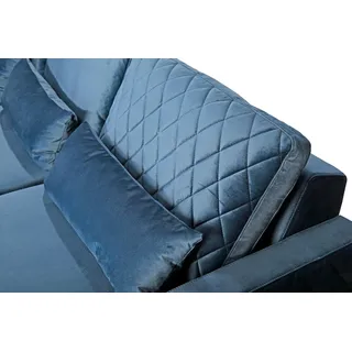 Samt Stoff Sitz Garnitur Designer Wohnlandschaft Ecksofa Sofa Couch Sofa U Form - Blau