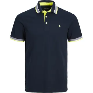 JACK & JONES Essential Paulos Plus Size Kurzarm-poloshirt Dark Navy / Detail Neon 5XL