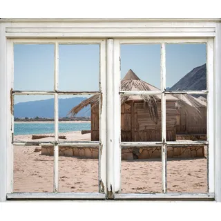 queence Wandsticker »Häuschen am Meer«, Wandsticker, Wandbild, selbstklebend, Meer, Wasser, Haus, beige