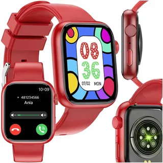 Forever IGo Watch 3 BT 46 mm Kunststoffgehäuse Rot Silikonarmband Rot M