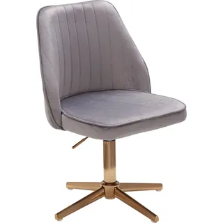FineBuy Schreibtischstuhl Samt Drehstuhl mit Lehne Schalenstuhl 120 kg Höhenverstellbar Arbeitsstuhl ohne Rollen Stuhl Schreibtisch Home-Office - Grau